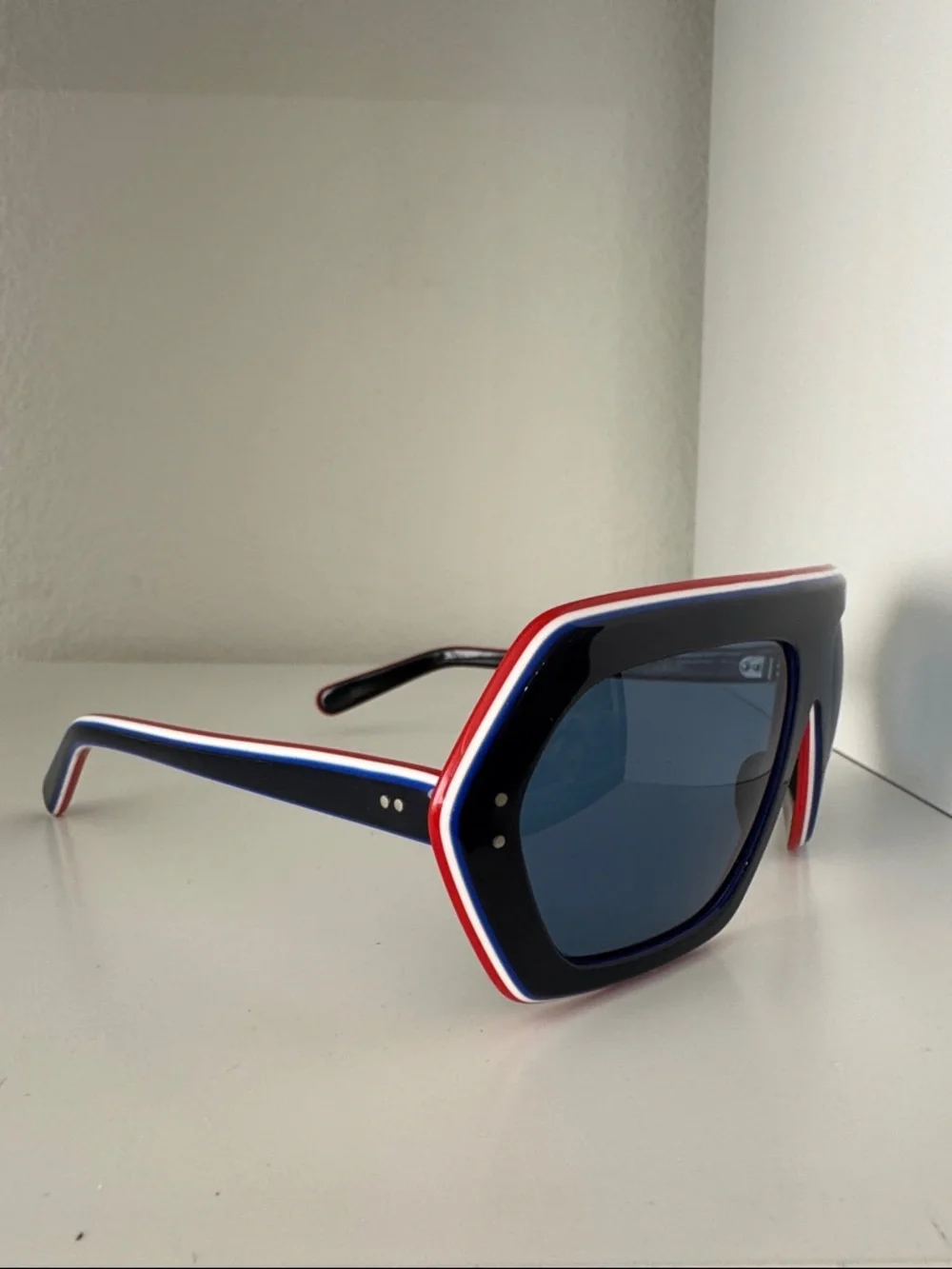 Emilio Pucci Oversized Shield Sunglasses Blue Lens Tricolor Frame